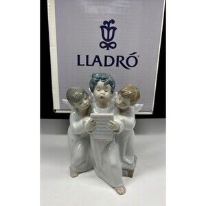 Lladro Retired Figurine #4542 Trio Angels Cherub Choir Singing Church Box Spain